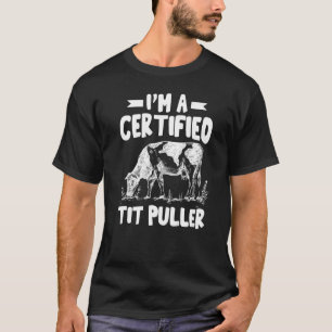 Mens Certified Tit Puller  Cute Cows Animal  Graph T-Shirt