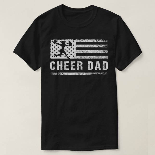 Mens Cheer Dad American Flag Cheerleading Patrioti T-Shirt (Design Front)