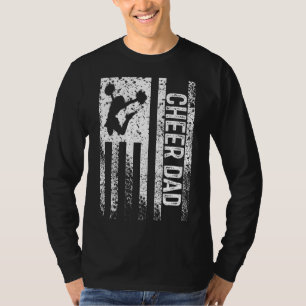 Mens Cheer Dad Vintage American Flag Father Cheerl T-Shirt