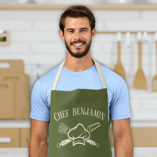 Men's Chef Custom Name Cooking BBQ Apron