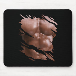 Mens Chest Six Pack I Muscles Bodybuilder I Fake M Mouse Pad