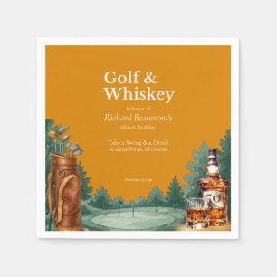Men's Chic Golf and Whiskey Themed 50th Birthday Napkin