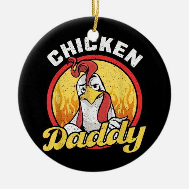 Mens Chicken Daddy  Ceramic Tree Decoration (Front)