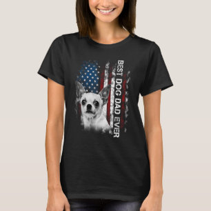 Mens Chihuahua Dad Vintage American Flag Father s  T-Shirt