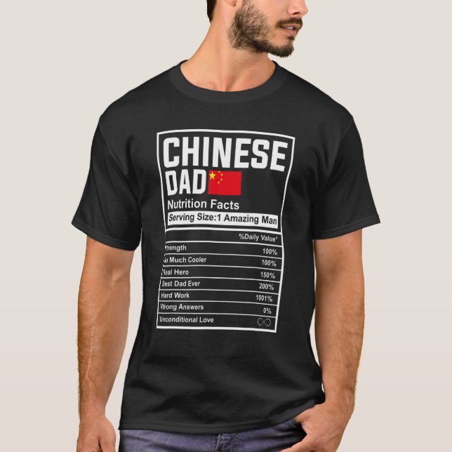 Mens Chinese Dad Nutrition Facts Father's Day Nati T-Shirt (Front)