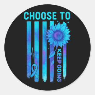 Mens Choose To Keep Going Flag Awareness Quote Classic Round Sticker