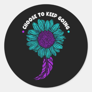 Mens Choose To Keep Going Prevention Suower Classic Round Sticker