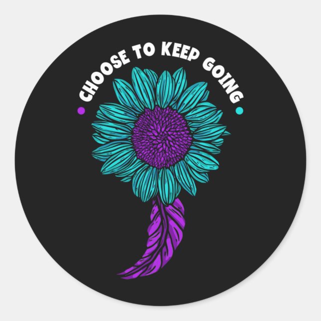 Mens Choose To Keep Going Prevention Suower Classic Round Sticker (Front)