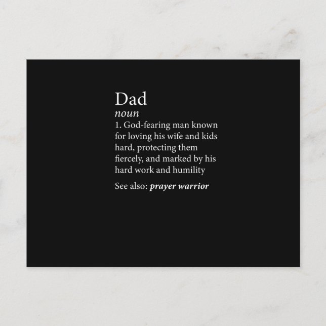 Mens Christian Dad Definition Father's Day Shirt Announcement Postcard (Front)