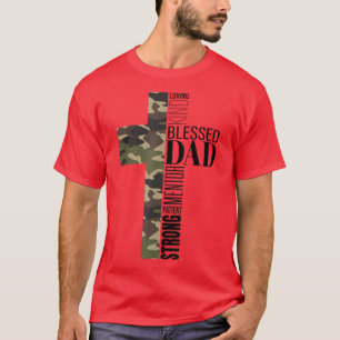 Mens Christian Fathers Day Religious Men Camo Cros T-Shirt