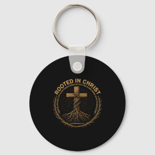 Mens Christian Shirt Rooted In Christ Faith Shirt Key Ring