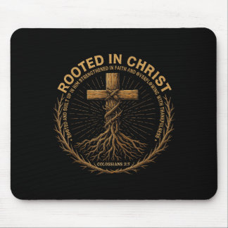Mens Christian Shirt Rooted In Christ Faith Shirt  Mouse Pad