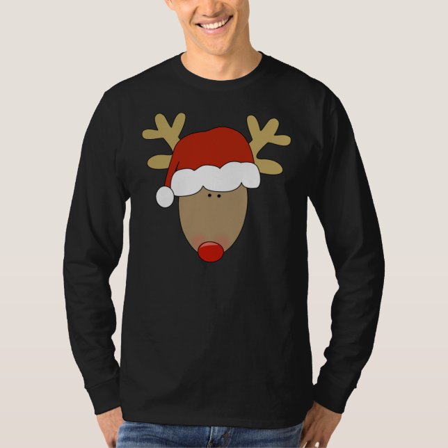 Mens Christmas Long Sleeve t-shirt reindeer deer (Front)