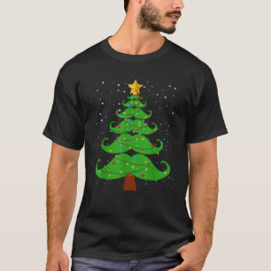 Mens Christmas Moustache Tree Shirt Funny Moustach