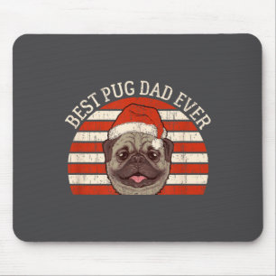 Mens Christmas Retro Vintage Dog Pug Dad Ever Mouse Pad