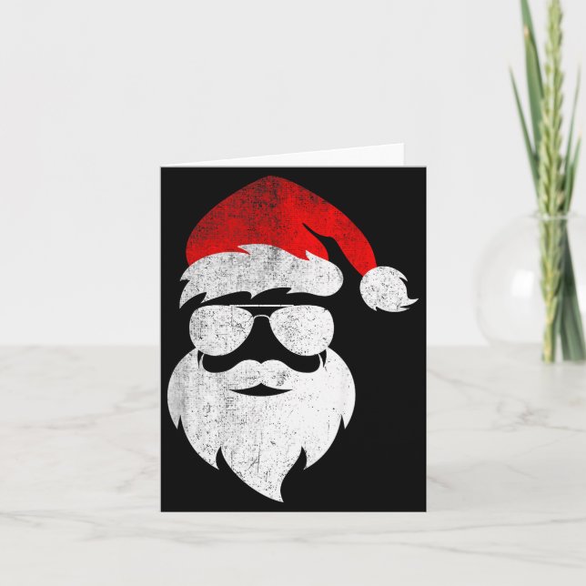 Mens Christmas Santa Claus Face Sungles With Hat B Card (Front)