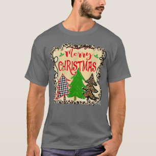 Mens Christmas Trees Leopard Women Merry Christmas T-Shirt