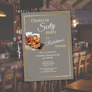 Men's Classic Double Whiskey Glass 50th birthday Invitation