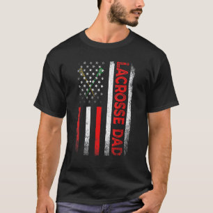 Mens Classic Retro American Flag Lacrosse Dad Men  T-Shirt