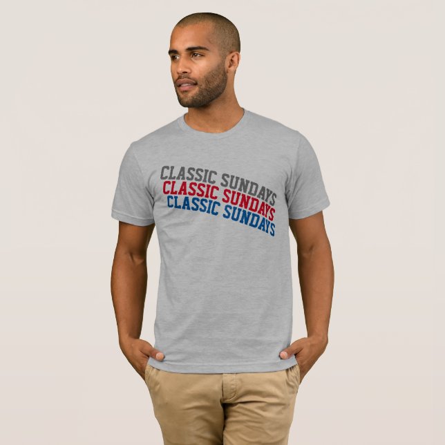 Men's CLASSIC SUNDAYS Grey/Red/Blue Tee (Front Full)