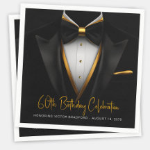 Mens Classy Black Gold Tuxedo Birthday