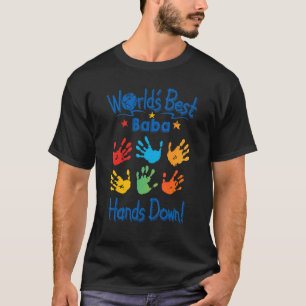 Mens Colourful Little Hands Worldu2019s Best Baba  T-Shirt