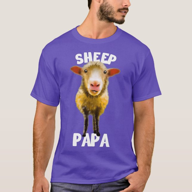 Mens Colourful Sheep Lover I Love My Sheep Papa T-Shirt (Front)