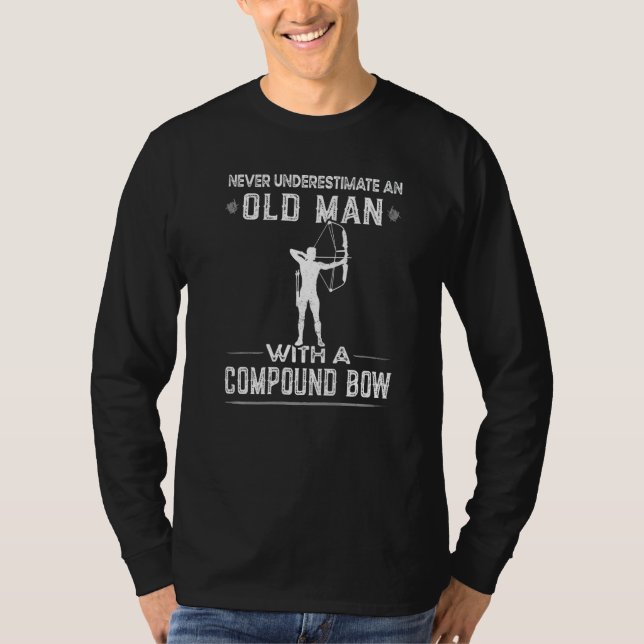 Mens Compound Bow Deer Hunting Hunt Archery Hunter T-Shirt (Front)