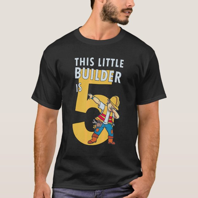 Mens Construction 5th Birthday Builder 5 Year Old  T-Shirt (Front)
