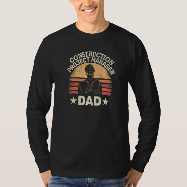 Mens Construction Project Manager Dad  Constructio T-Shirt (Front)