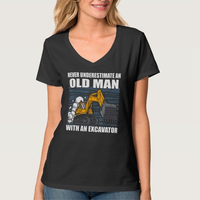 Mens Construction Worker Heavy Equipment Excavator T-Shirt (Front)