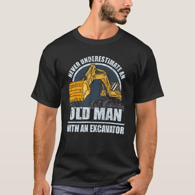 Mens Construction Worker Heavy Equipment Excavator T-Shirt (Front)