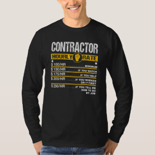 Mens Contractor Hourly Rate Handyman Labour Rates T-Shirt