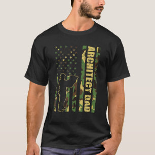 Mens Cool American Flag Camouflage Architect Dad F T-Shirt