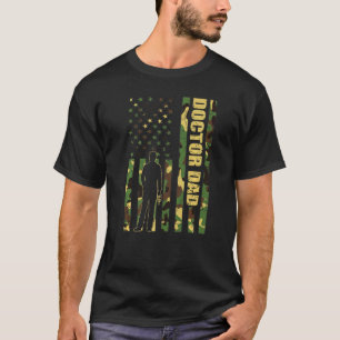 Mens Cool American Flag Camouflage Doctor Dad Fath T-Shirt