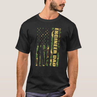 Mens Cool American Flag Camouflage Engineer Dad Fa T-Shirt
