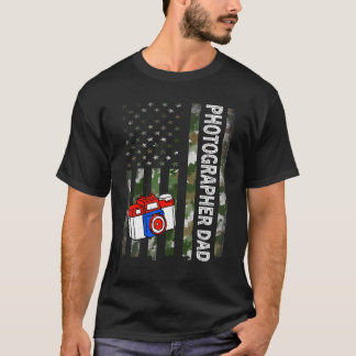 Mens Cool American Flag Camouflage Photographer Da T-Shirt