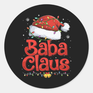 Mens Cool Baba Claus With Santa Hat Christmas Ligh Classic Round Sticker