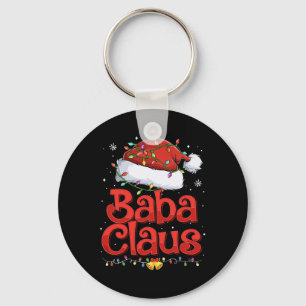 Mens Cool Baba Claus With Santa Hat Christmas Ligh Key Ring