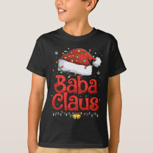 Mens Cool Baba Claus With Santa Hat Christmas Ligh T-Shirt