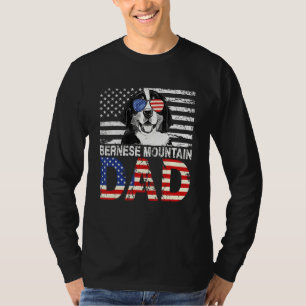 Mens Cool Bernese Mountain Dad Usa Flag Patriotic T-Shirt