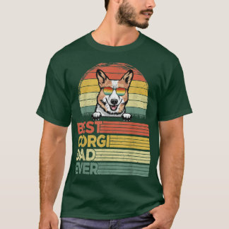 Mens Cool Best Corgi Dad Ever Funny Fathers Day  T-Shirt