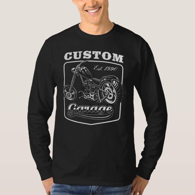 Mens Cool Biker For Motorcyclists Chopper Custom T-Shirt (Front)