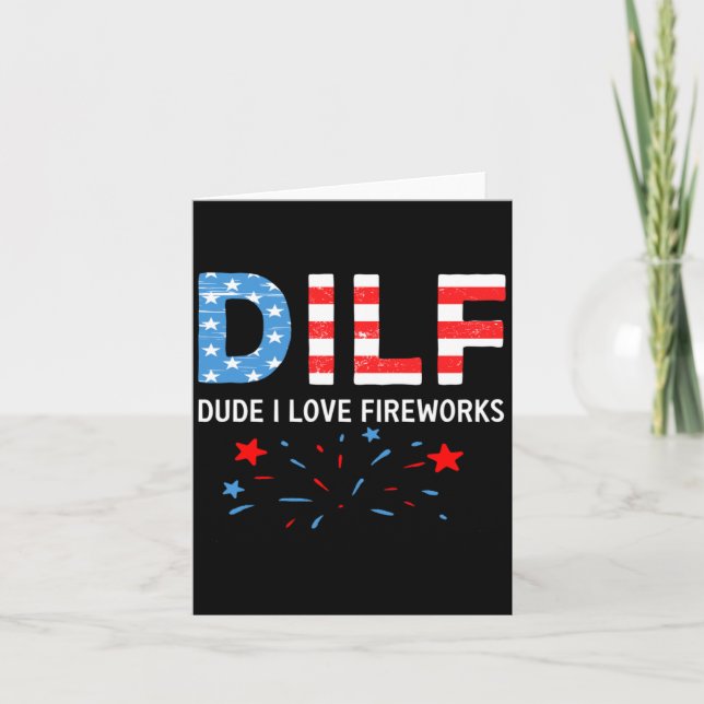 Mens Cool Dad Dude Love Fireworks Sarcastic Card (Front)