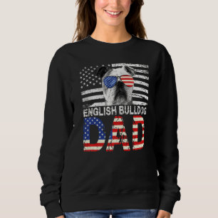 Mens Cool English Bulldog Dad Usa Flag Patriotic F Sweatshirt