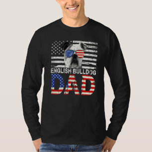 Mens Cool English Bulldog Dad Usa Flag Patriotic F T-Shirt