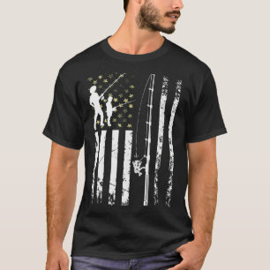 Mens Cool Fishing Usa Camouflage Us Flag Bass Fish T-Shirt