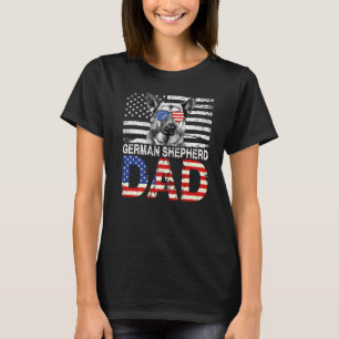 Mens Cool German Shepherd Dad Usa Flag Patriotic F T-Shirt
