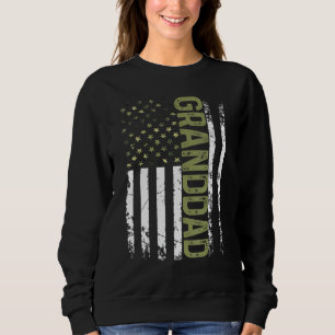 Mens Cool Granddad American Patriotic Usa Flag Fat Sweatshirt