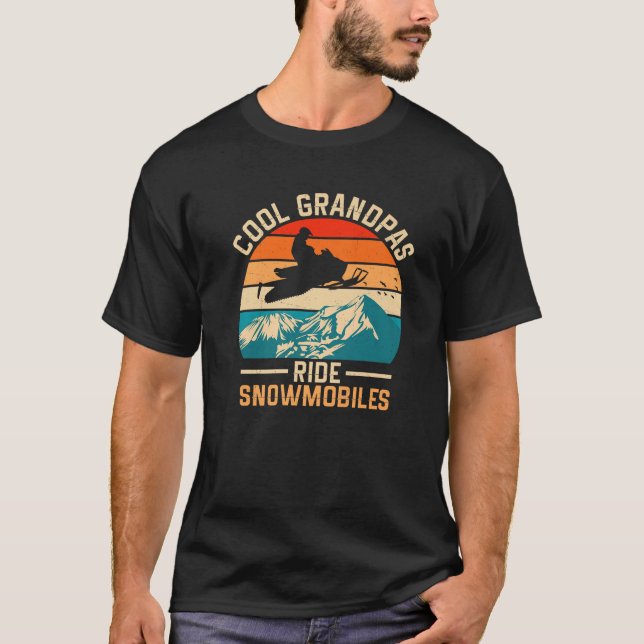 Mens Cool Grandpas Ride Snowmobiles Retro Funny Wi T-Shirt (Front)